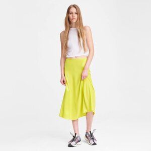 NWT Rag & Bone lime green silk midi skirt, 6